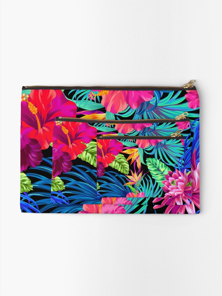Thumbnail 2 of 4, Zipper Pouch, Drive You Mad Hibiscus Pattern designed and sold by Elena Belokrinitski.