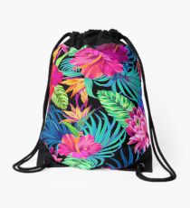 Drive You Mad Hibiscus Pattern Drawstring Bag