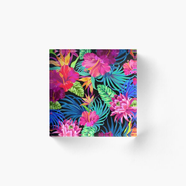 Drive You Mad Hibiscus Pattern Acrylic Block