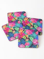 Drive You Mad Hibiscus Pattern Coasters