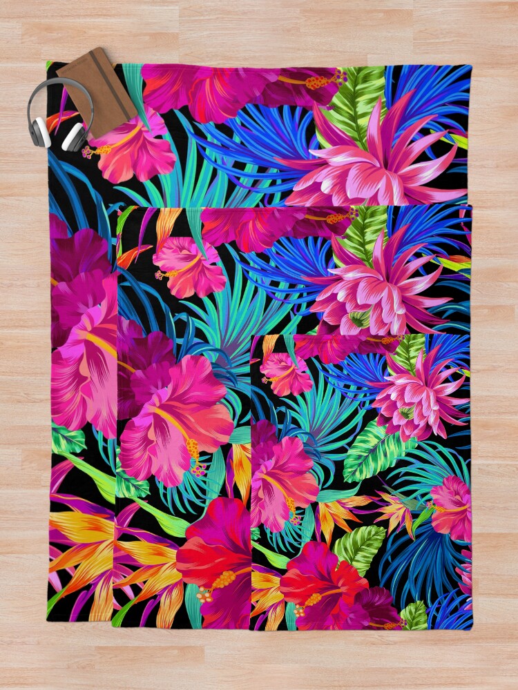 Alternate view of Drive You Mad Hibiscus Pattern Throw Blanket