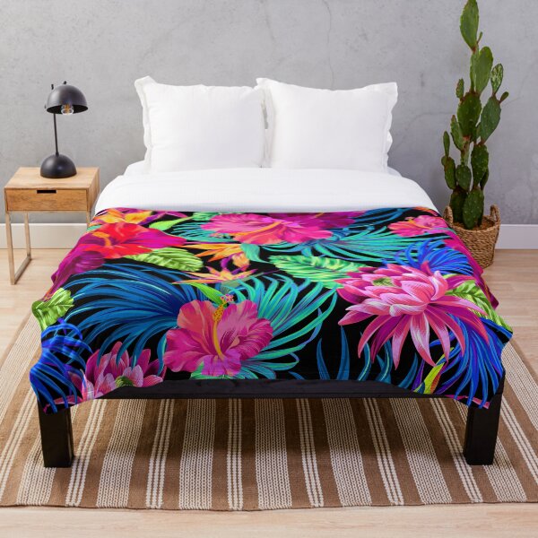 Drive You Mad Hibiscus Pattern Throw Blanket