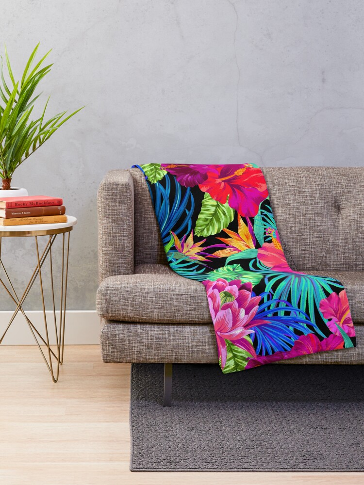 Alternate view of Drive You Mad Hibiscus Pattern Throw Blanket