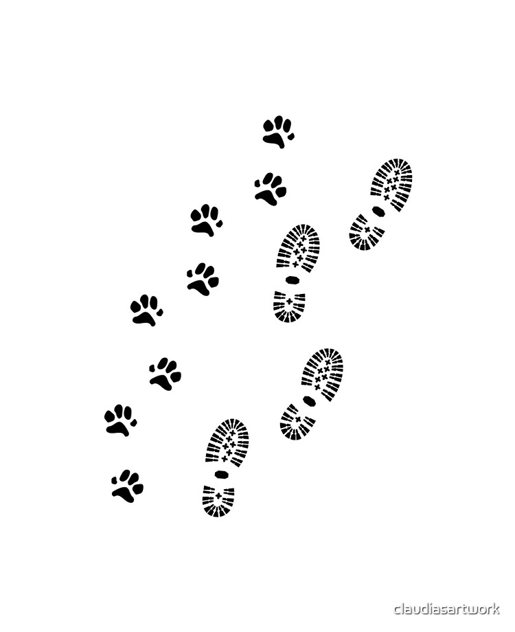Dog Tracks Paw Prints Black and White - free svg file for members - SVG  Heart