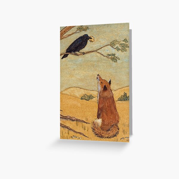 Aesops Fable the Fox and Crow Greeting Card