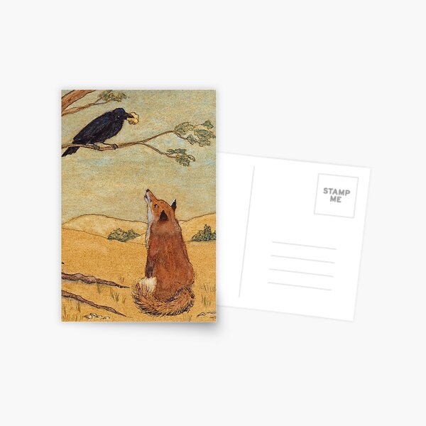 Aesops Fable the Fox and Crow Postcard