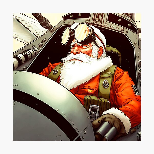 Item preview, Christmas - Santa Claus Fighter Pilot designed and sold by theblueofmyeye.
