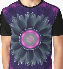 Beautiful Hot Pink and Gray Fractal Anemone Kisses Graphic T-Shirt