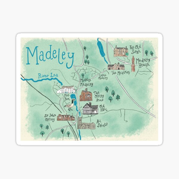 Madeley Illustrated Map Sticker