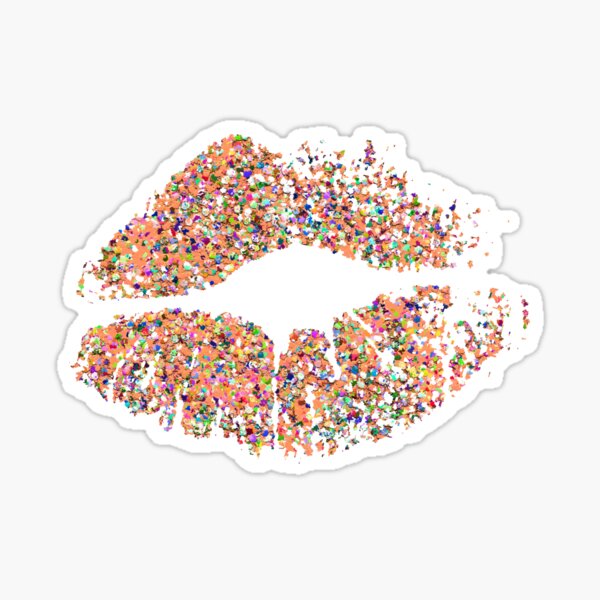 Stylish Multicolor Grit Glitter Lips 7 Sticker For Sale By Enhan