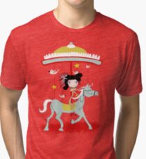 Carousel colorful whimsical magic horse ride doll tshirt Tri-blend T-Shirt