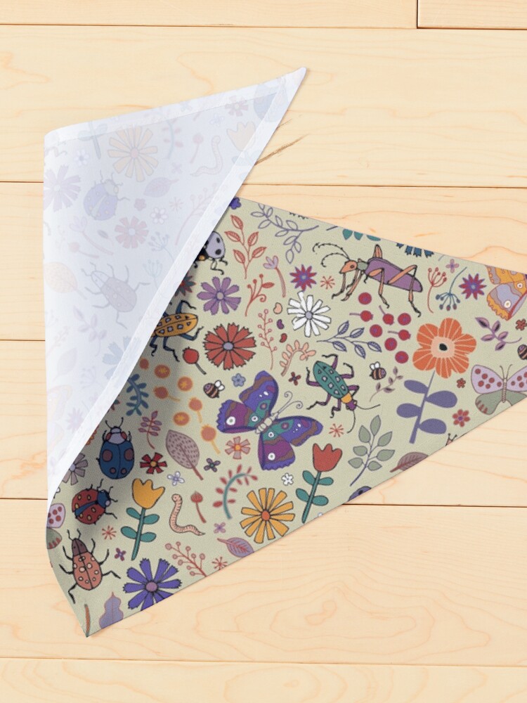 Alternate view of Butterflies, Beetles and blooms - taupe - pretty floral pattern by Cecca Designs Pet Bandana