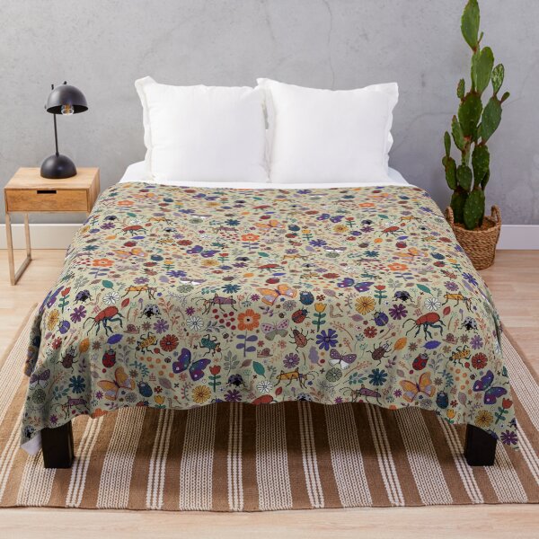 Item preview, Butterflies, Beetles and blooms - taupe - pretty floral pattern by Cecca Designs designed and sold by Cecca-Designs.