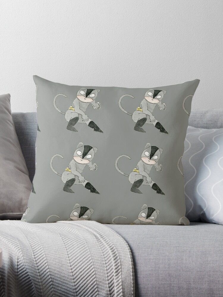 Cute watercolor baby Catwoman Throw Pillow for Sale by alisonsadler