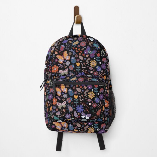 Item preview, Butterflies, beetles and blooms - black - pretty floral pattern by Cecca Designs designed and sold by Cecca-Designs.