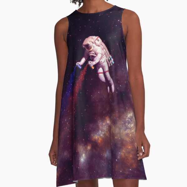 Shooting Stars - the astronaut artist A-Line Dress