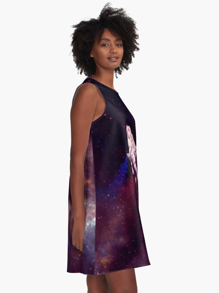 Alternate view of Shooting Stars - the astronaut artist A-Line Dress