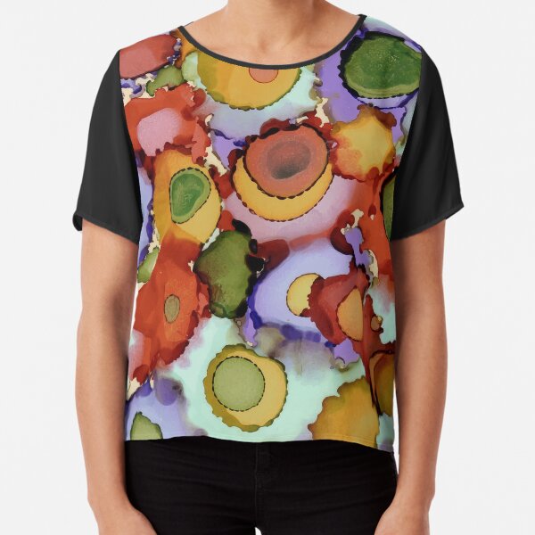 Teeming Abstract Floral Chiffon Top