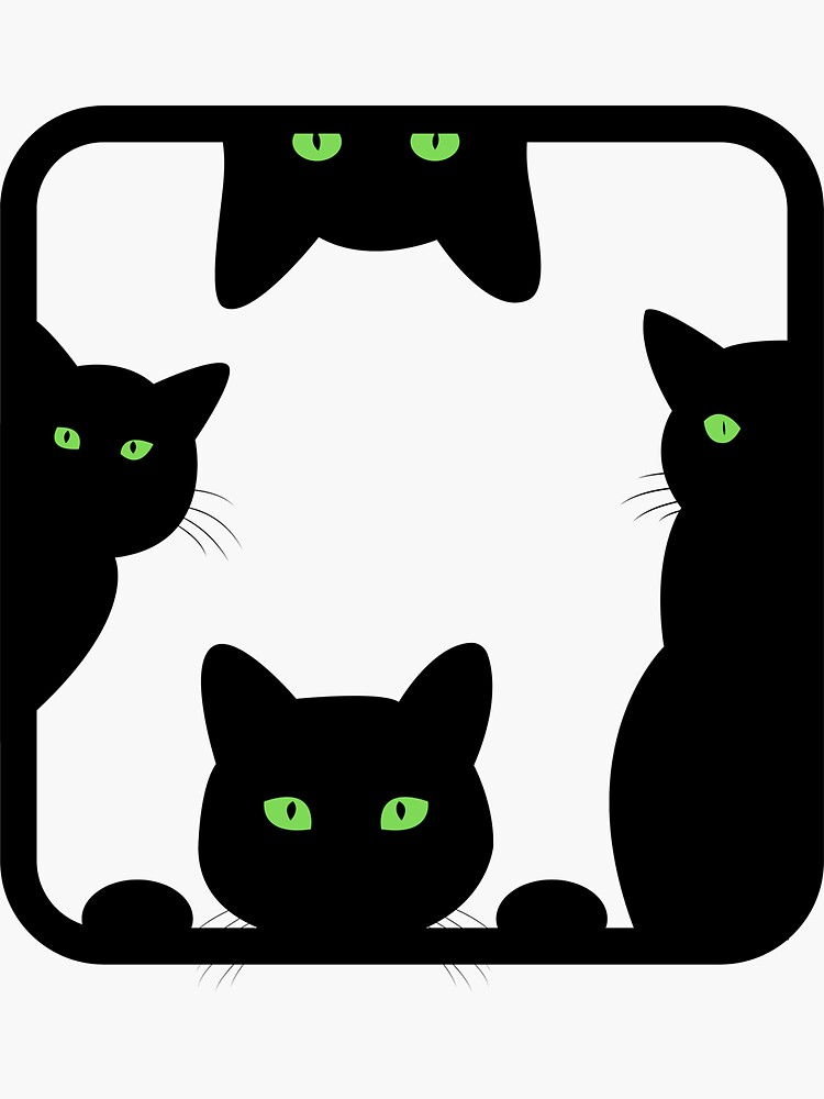 "black cat with green eyes" Sticker for Sale by Souqna Redbubble