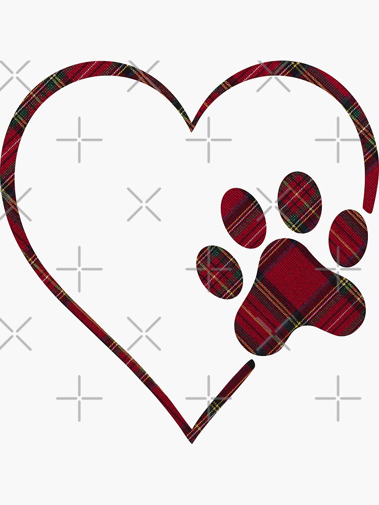 "Pawprint Plaid Tartan Dog Paw Print Love Dogs And Christmas" Sticker