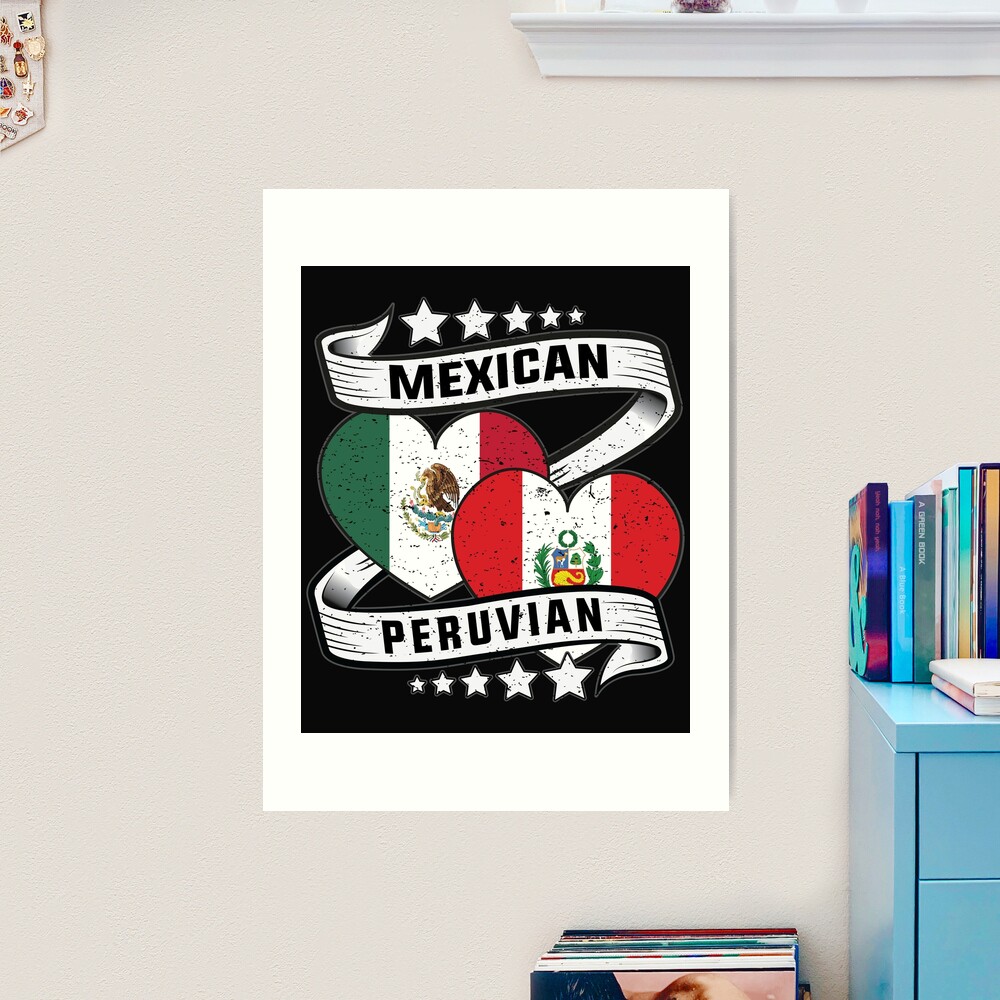 Half peruvian half mexican shirt mexican and peruvian flag Art Board Print  for Sale by davinccidz