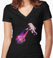 Shooting Stars - the astronaut artist Women's Fitted V-Neck T-Shirt