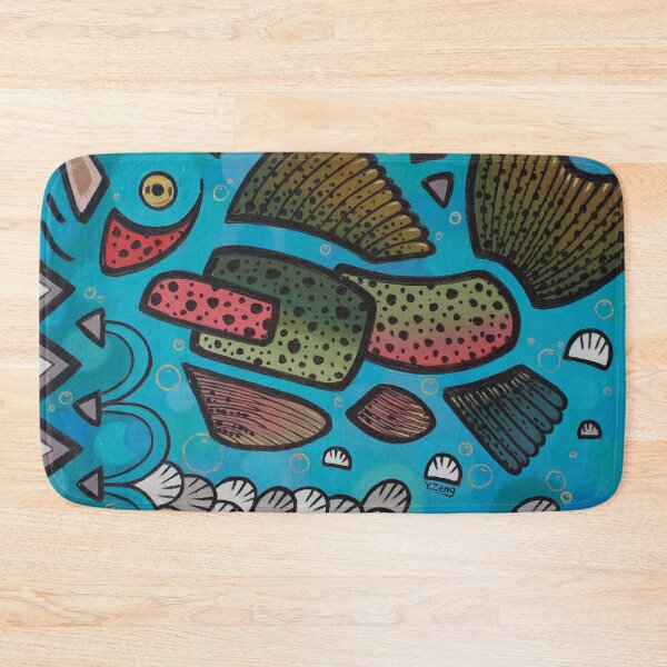 Item preview, Abstract freshwater fishes rainbow trout oil painting designed and sold by Yue Zeng Art Studio.