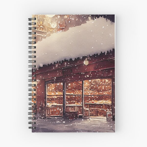Item preview, Outside of bakery in winter during Christmas watercolour illustration designed and sold by justinasv775.