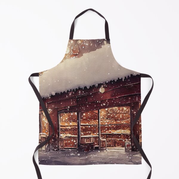 Item preview, Outside of bakery in winter during Christmas watercolour illustration designed and sold by justinasv775.