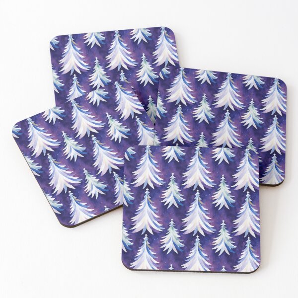Item preview, Watercolor Blue and White Christmas Trees designed and sold by VintageFlorals.