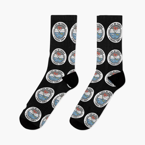 Artikelvorschau, Ich liebe mein schreckliches Hockeyteam, weißes, rundes Design entworfen und verkauft von bolkibox.