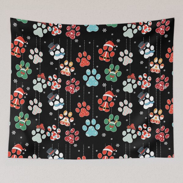 Item preview, Paw Christmas Santa Hat And Paw Prints designed and sold by RockBeeDesigns.