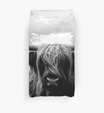 Scottish Highland Cattle - Black and White Animal Photography Duvet Cover
