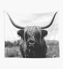 Schottisches Highland Cattle - Schwarz-Weiß-Tierfotografie Wandbehang