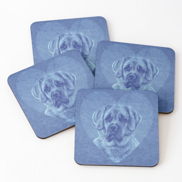 Item preview, Large red dog on a heart background - blue marbled version designed and sold by SylvieG18.