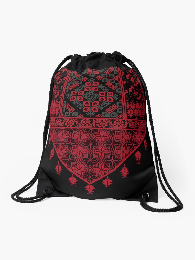 Thumbnail 1 of 3, Drawstring Bag, Palestinian Embroidery Tatreez Cross Stitch pattern designed and sold by Mo5tar.