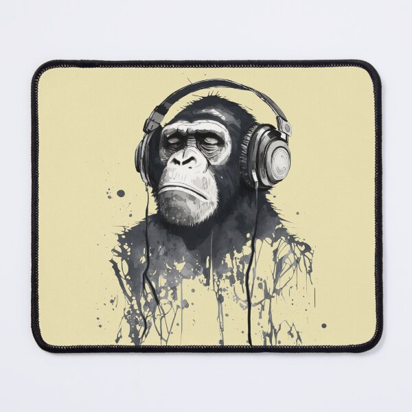 Item preview, Chimp Wearing Headphones Listening to music designed and sold by ThePurpleMelon.