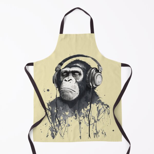 Item preview, Chimp Wearing Headphones Listening to music designed and sold by ThePurpleMelon.