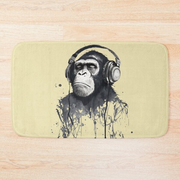 Item preview, Chimp Wearing Headphones Listening to music designed and sold by ThePurpleMelon.