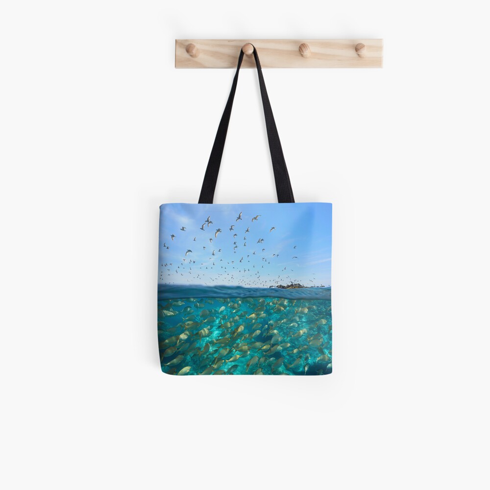 School of fish underwater in the Mediterranean sea Tote Bag for