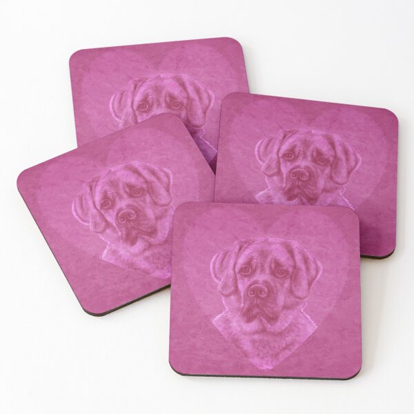 Aperçu de l'œuvre Grand chien roux sur fond coeur - version marbrée rose créée et vendue par SylvieG18.
