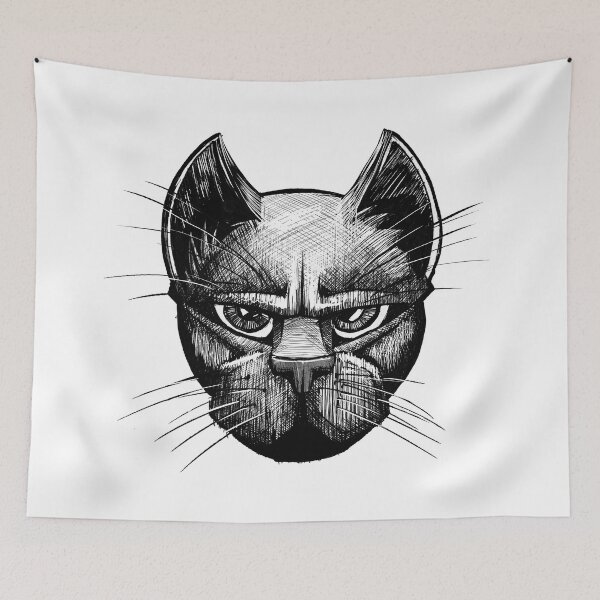 Item preview, Grumpy Cat Black & White Drawing designed and sold by LarksDrawings.