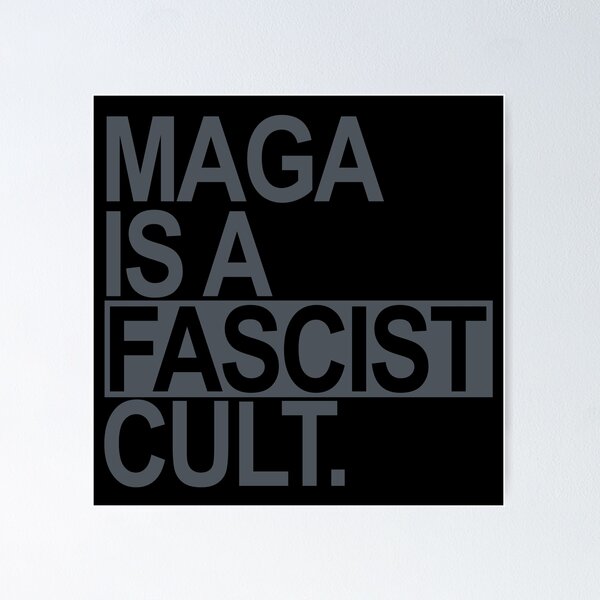 Vista previa del artículo con la obra «MAGA es un culto FASCISTA (recuadro gris sutil)», diseñado y vendido por Thelittlelord.
