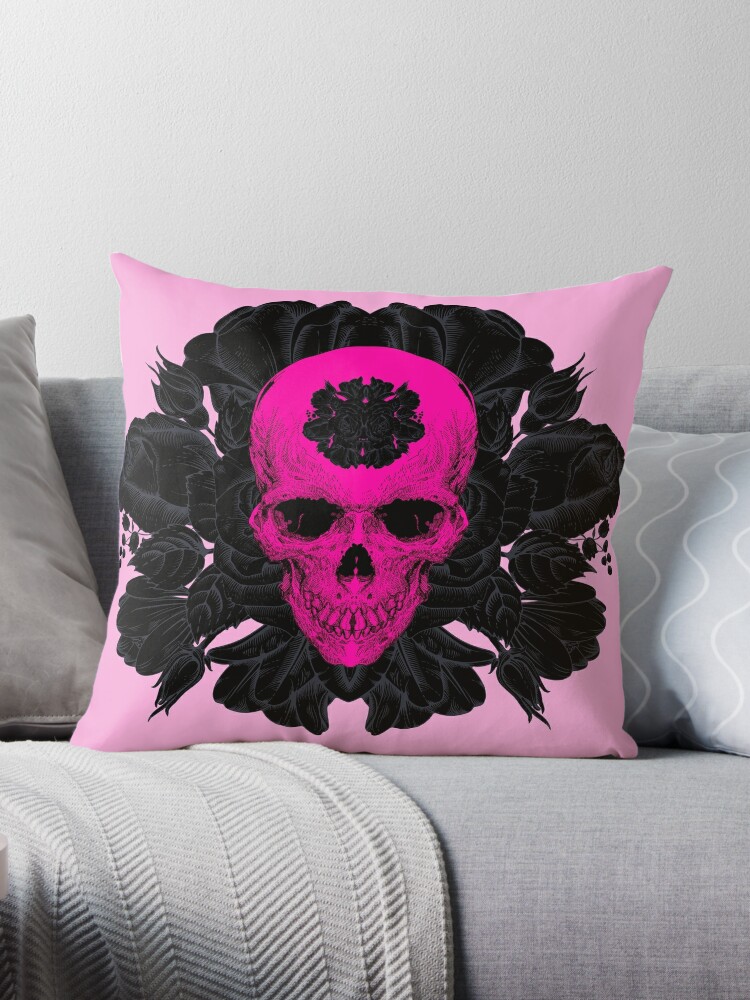 Lush Decor Rocking Skeleton Decorative Pillow, 12 x 12 - Black