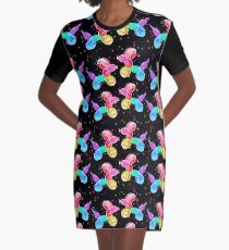 Watercolor Balloon Dogs on black Graphic T-Shirt Dress