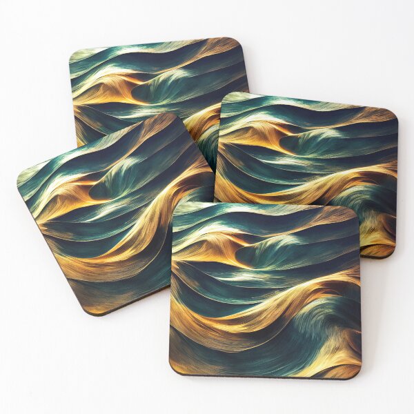 Item preview, Abstract Golden Green Waves designed and sold by Art4u-Shop.