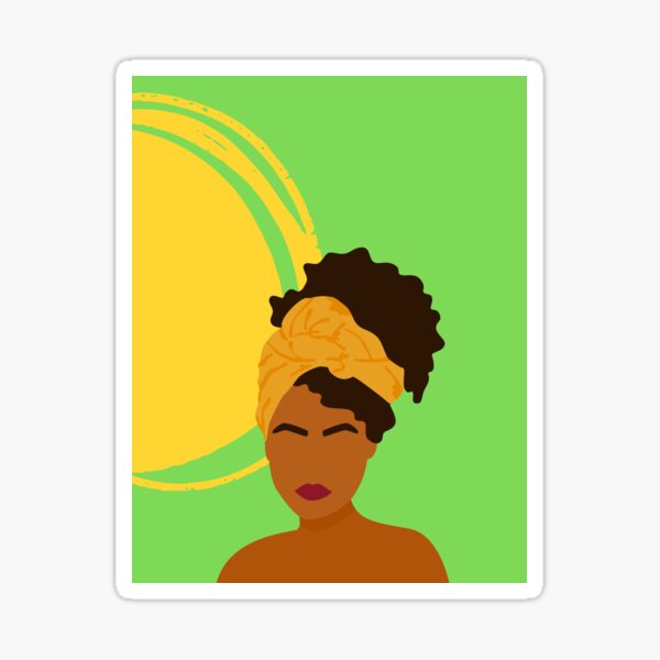 Aperçu de l'œuvre Silhouette féminine, robe de tête jaune créée et vendue par DivineandDandy.