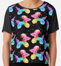 Watercolor Balloon Dogs on black Chiffon Top
