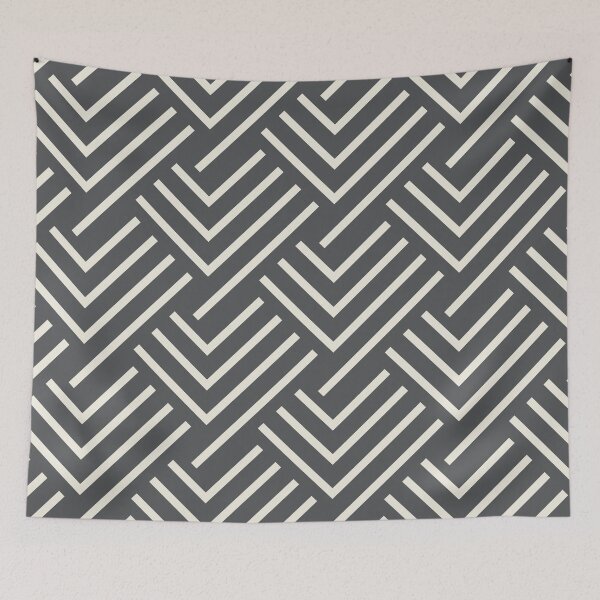 Aperçu de l'œuvre Dark Gray Cream Diagonal Chevron Stripe Pattern Pairs 2023 COTY Blank Canvas D_C-003 créée et vendue par ColorOfTheYears.