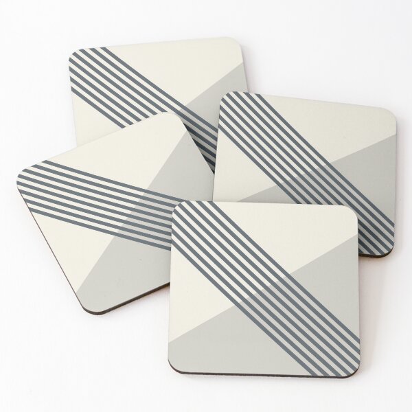 Artikelvorschau, Light Gray Dark Blue Cream Geometric Midcentury Stripe Pattern 2023 COTY Blank Canvas D_C-003 entworfen und verkauft von ColorOfTheYears.